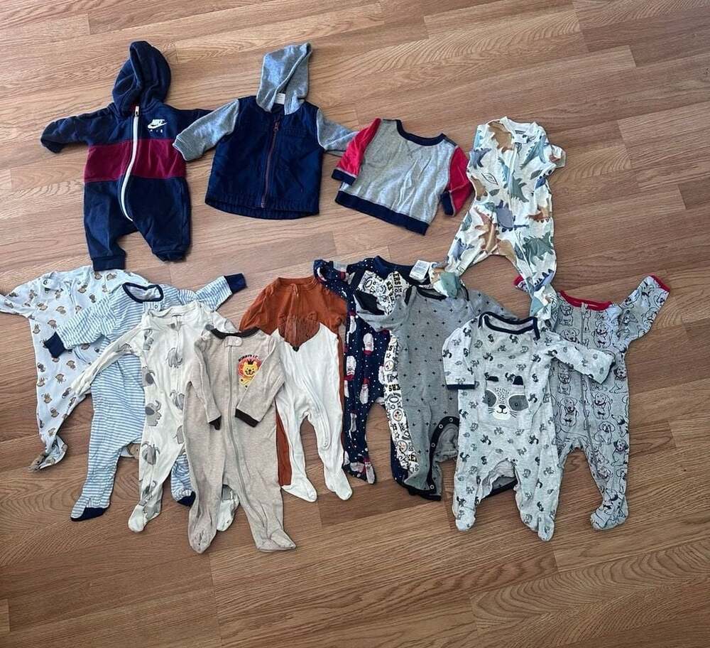 Large Baby Boy Footed Pajama and Hoodie Clothing Bundle (Size 3-6 Months)